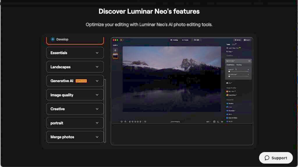 1. Luminar Neo – AI-Powered All-in-One Editor